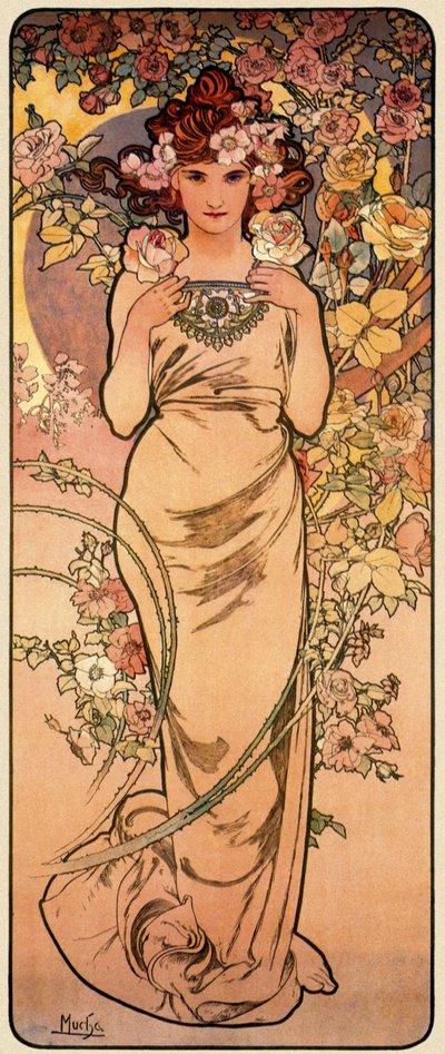 Rose, da série As Quatro Flores, 1897 de Alphonse Mucha