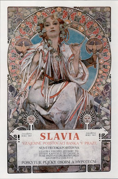 Cartaz de Slavia, 1907 de Alphonse Mucha