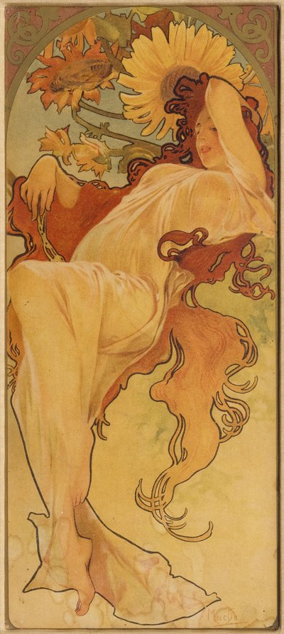 Verão da série Les Saisons, c. 1900. de Alphonse Mucha