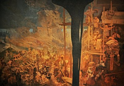 A defesa de Sziget contra os turcos por Nicholas Zrinsky O ciclo A epopeia eslava de Alphonse Mucha
