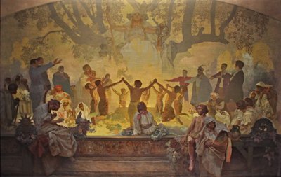 O juramento de Omladina sob a árvore eslava de tília O ciclo A epopeia eslava de Alphonse Mucha