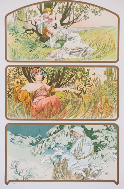 Três estações, c. 1898 de Alphonse Mucha