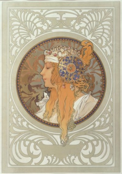 Cabeça bizantina: Loira de Alphonse Mucha