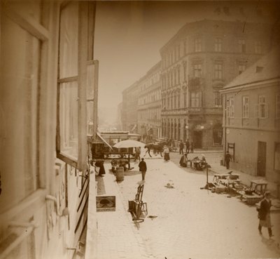 Vista da janela do apartamento Muchas, perto de Amalienstrasse, Munique, 1886 (impressão de prata gelatina) de Alphonse Mucha