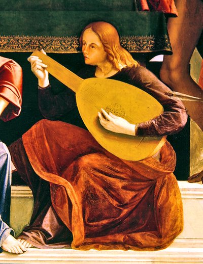 Detalhe do retábulo de Santo Ambrósio de Alvise and Basaiti Marco Vivarini