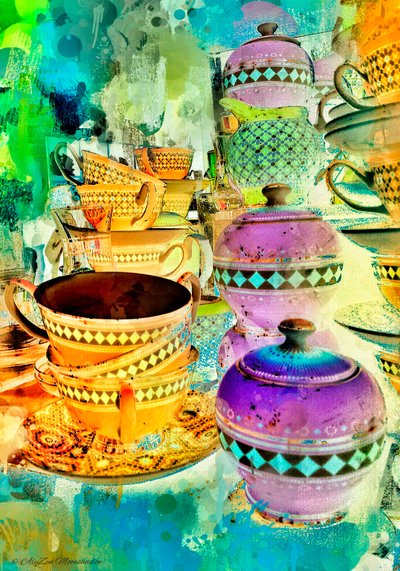Gold and Purple Stacks, 2014, (telefone digital de mídia mista) de AlyZen Moonshadow