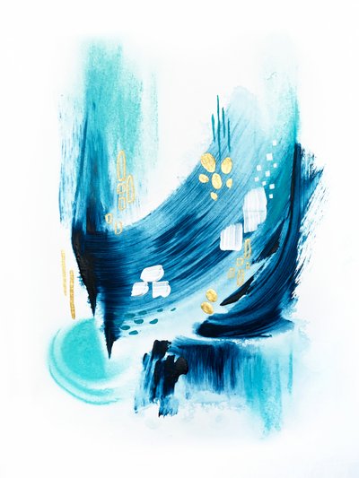 Fluxo abstrato em azul-petróleo e dourado de Alyson Storms