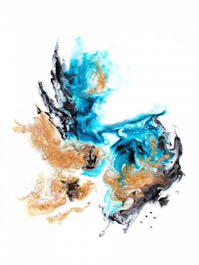 Abstrato em azul-petróleo vibrante e dourado de Alyson Storms
