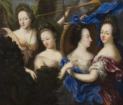 Alegoria com autorretrato e retrato de perfil de Ulrika Eleonora, a Velha de Amalia Wilhelmina von Konigsmarck