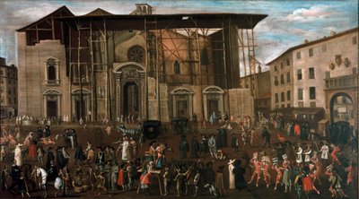 Vista da praça Mercanti com cenas de carnaval (óleo sobre madeira de Amanzia Guerillot Inganni