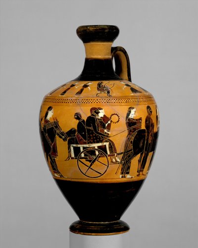 Terracotta lekythos, c.550-530 aC (terracota) de Amasis Painter