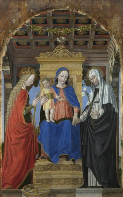 A Virgem e o Menino com Santa Catarina de Alexandria e Santa Catarina de Siena, c. 1490 de Ambrogio Bergognone