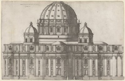 Vista longitudinal de São Pedro, Roma de Ambrogio Brambilla, after Michelangelo