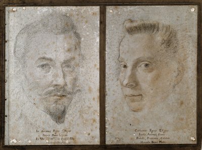 Auto-retrato e retrato da irmã do pintor (Desenho de Ambrogio Giovanni Figino