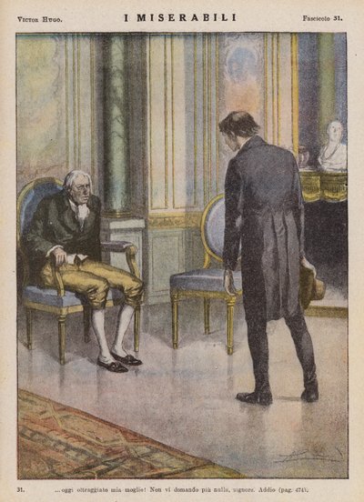 Ilustração para Os Miseráveis de Victor Hugo (litografia a cores) de Ambrogio Lombardi