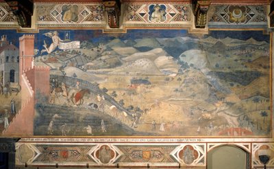 Efeitos do bom governo no campo Ciclo de afrescos A alegoria do bom e do mau governo, 1338-1339 de Ambrogio Lorenzetti
