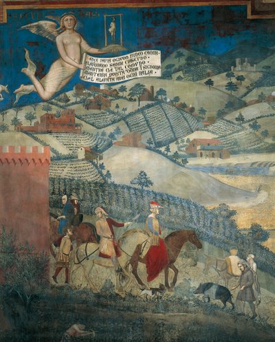 Efeitos do bom governo no país, detalhes da Alegoria e efeitos do bom e mau governo na cidade e no campo de Ambrogio Lorenzetti