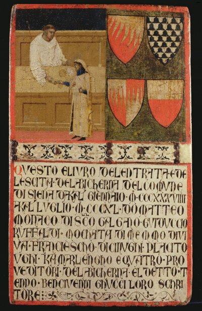 Coletor de Impostos com o Contribuinte, 1340 de Ambrogio Lorenzetti