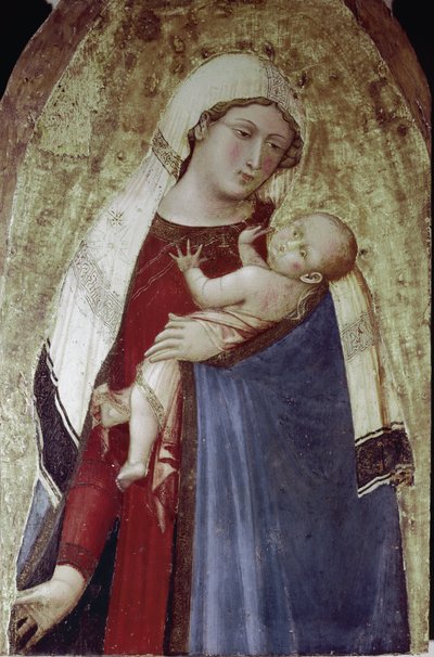 A Virgem e o Menino Jesus, parte central de um políptico (tempera na madeira de Ambrogio Lorenzetti