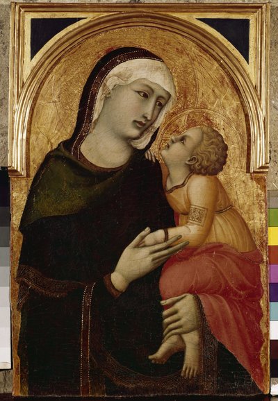 Virgem e Criança (tempera e folha de ouro sobre madeira de Ambrogio Lorenzetti