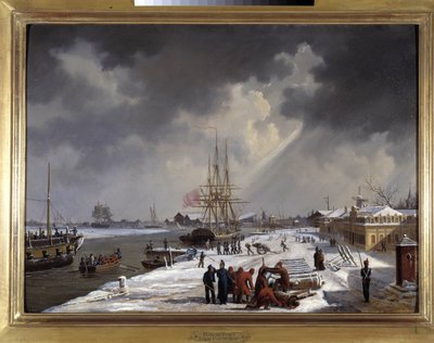 Le port de Rochefort de Louis Garneray, sd. cerca de 1820, Oil on canvas, H. 0,330; L. 0,460. CCIP Coll. de Ambroise Louis Garneray