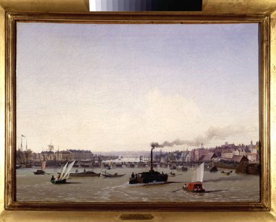 Le port de Rouen, de Louis Garneray, sd. cerca de 1820, Oil on canvas, H. 0,330; L. 0,460. CCIP Coll. de Ambroise Louis Garneray