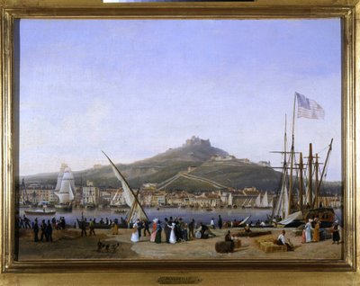 Porto de Marselha por Louis Garneray, sd. cerca de 1820, Óleo sobre tela, H. 0,330; L. 0,460. CCIP Coll. de Ambroise Louis Garneray