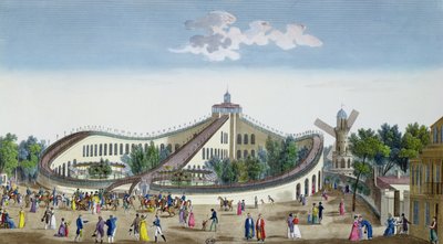Promenades Aeriennes, Jardin Baujon, homenageado pela presença de Sua Majestade, 2 de agosto de 1817, c.1817 (gravura a cores) de Ambroise Louis Garneray