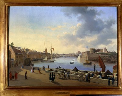 The Port of Brest and the Artillery Stock - pintura de Louis Garneray, cerca de 1820, Oil on canvas, H. 0,330; L. 0,460. CCIP Coll. de Ambroise Louis Garneray