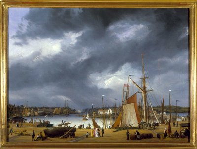 The Port of Dieppe de Louis Garneray, sd. cerca de 1820, Oil on canvas, H. 0,330; L. 0,460. CCIP Coll. de Ambroise Louis Garneray