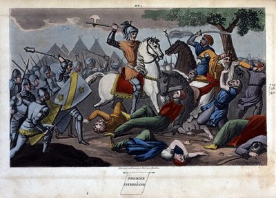 Batalha de Poitiers: Charles Martel derrotado entre Tours e Poitiers Abd al-Rahman I ou Abderamane I (Abd al-Rahman) (731-788), rei dos Sarracenos em 732 - Desenhado e gravado por Ambrose Tardieu em 1825. de Ambroise Tardieu