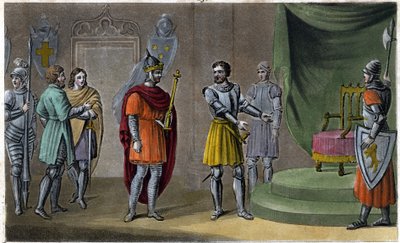 Chilperic II (670 - 721) foi colocado no trono por Rainfroi em 715. Desenhado e gravado por Ambroise Tardieu em 1825. de Ambroise Tardieu