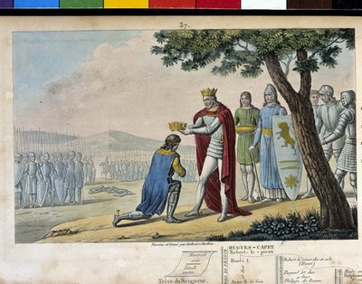 Henri I (1008 - 1060), dinastia Capetian. Vencedor de seu irmão Robert le Vieux, ele o perdoou e lhe deu o Ducado de Borgonha em 1016 - Desenhado e gravado por Ambroise Tardieu em 1825. de Ambroise Tardieu