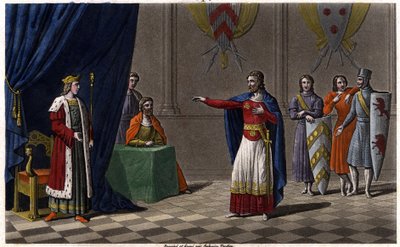 Louis V le Faineant (c. 967-987), proclamado rei da França pela proteção de Hugues Capet, futuro rei da França, em 986 Sorteio e sepultura por Ambroise Tardieu em 1825. de Ambroise Tardieu