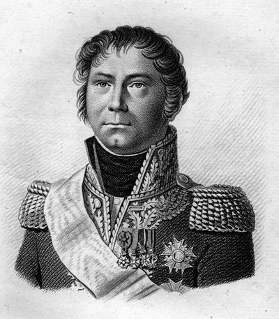 Retrato do General Becker que acompanhou Napoleão I em 1815 ao local de seu embarque para Santa Helena após os 100 dias. em "Portraits des Général Français". Gravado por Ambroise Tardieu em 1818. Coleção Stella de Ambroise Tardieu