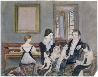 A Família Schuyler, 1824 (wc no papel) de Ambrose Andrews