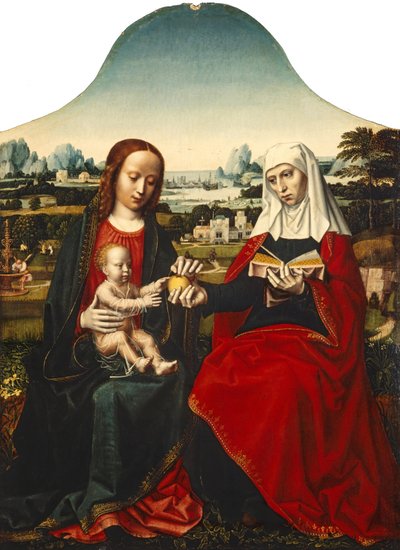 Neerlandês: A Virgem e o Menino com Santa Ana de Ambrosius Benson