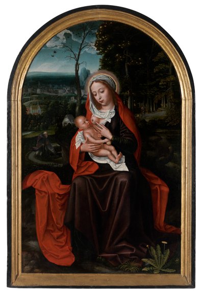 O resto no voo para o Egipto (óleo no painel) de Ambrosius Benson