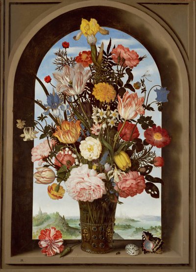 Natureza-morta de flores com tulipas (óleo sobre madeira) de Ambrosius II Bosschaert
