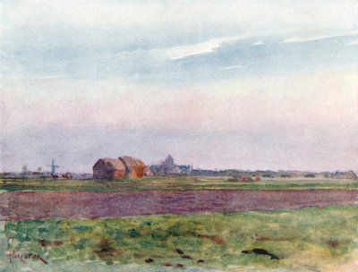 A planície flamenga (litografia a cores) de Amedee (after) Forestier