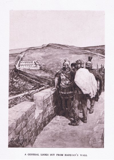 Um general olha para a Muralha de Adriano, ilustração de O Soldado Romano, 1928 de Amedee Forestier