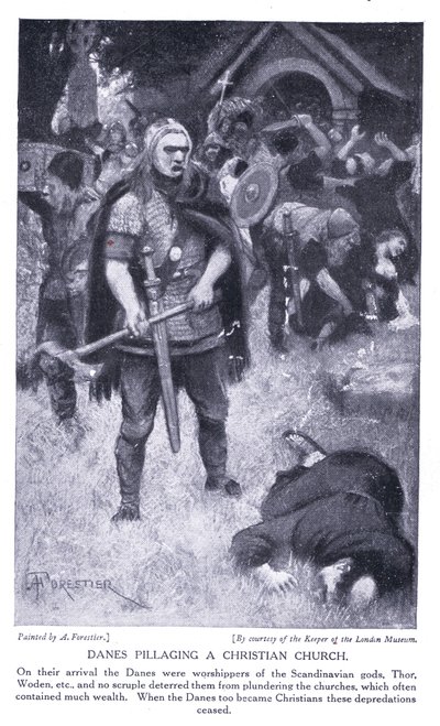 Dinamarqueses saqueando uma igreja cristã, de 1920 de Amedee Forestier