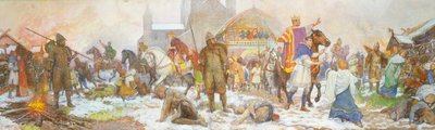 Episódio na coroação de William I, Londres, dia de Natal, 1066, início do século 20 de Amedee Forestier