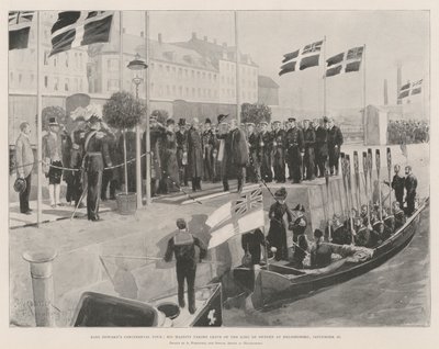 Turnê Continental de King Edward, Sua Majestade tomando o Rei da Suécia em Helsingborg, 20 de setembro de Amedee Forestier