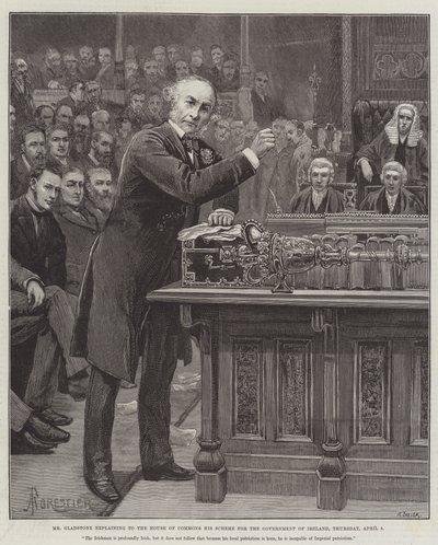 Gladstone explica à Câmara dos Comuns o seu Esquema para o Governo da Irlanda, quinta-feira, 8 de abril de Amedee Forestier