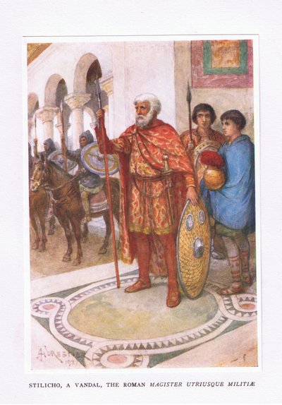 Stiliko, um vândalo, O Magistrado Romano Utriusque Militae, ilustração do Soldado Romano, 1928 de Amedee Forestier