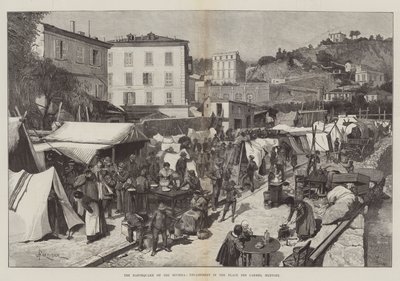 O terremoto na Riviera, o acampamento na Place des Carmes, Mentone de Amedee Forestier