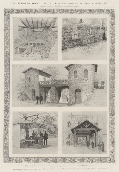 O acampamento romano restaurado em Saalburg, visitado pelo rei Edward VII de Amedee Forestier
