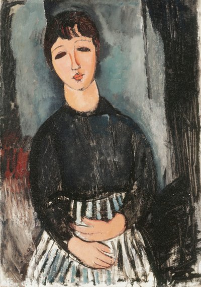 Um empregado em um avental listrado, 1916 de Amedeo Modigliani