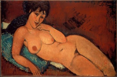 Nu no travesseiro azul de Amedeo Modigliani